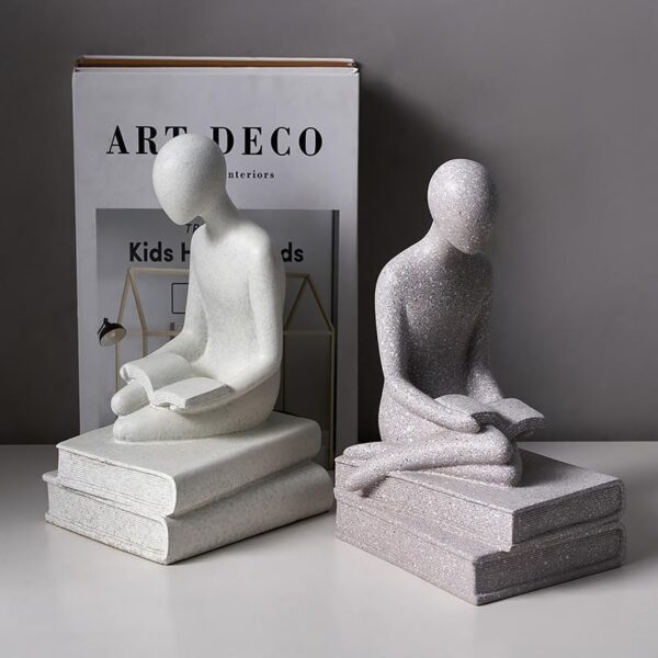 Modern Thinker Statues Gray Reading Sculptures for Home Decor Shelf Decorations for Living Room Abstract Statue for Bookshelf Coffee Table Shelves Office Bedroom Decor Gifts for Women - Image 8