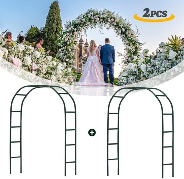 2PCS Wedding Garden Arch Stand,7.9Ft Metal Outdoor Indoor Garden Arbors Stand for Climbing Plant Wedding Christmas Party Decoration (Green-2PCS) - Image 2