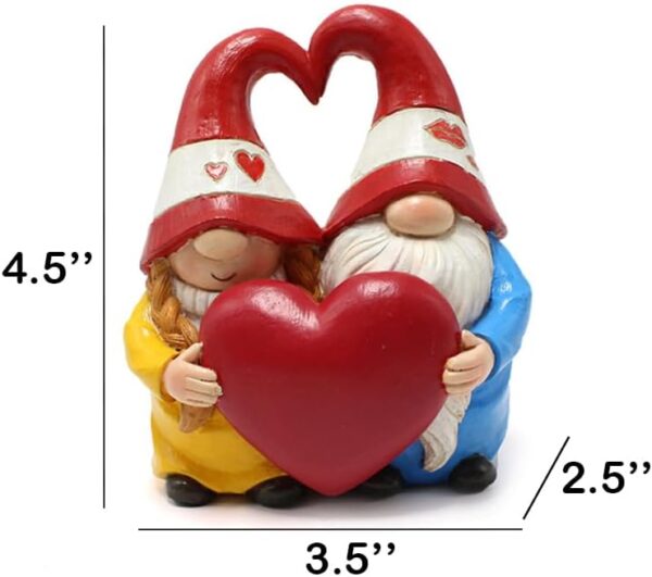 Garden Gnome Outdoor Statues Sweet Couple Gnomes Holding Heart Decor Resin Gnomes Sculptures for Yard Patio Home Lawn Outside Decorations Ornament Housewarming - Image 2