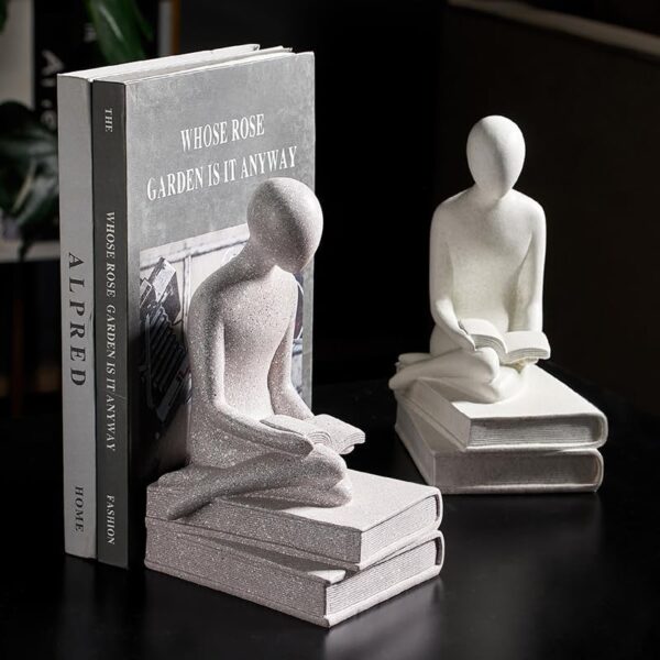 Modern Thinker Statues Gray Reading Sculptures for Home Decor Shelf Decorations for Living Room Abstract Statue for Bookshelf Coffee Table Shelves Office Bedroom Decor Gifts for Women - Image 7