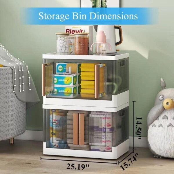 Wisdom Star 4 Pack 19 Gal Plastic Collapsible Storage Bins with Lids, Closet Organizers and Storage, Stackable Closet Organizer, Trunk Organizer, Organization and Storage for Bedroom,Laundry, White - Image 2