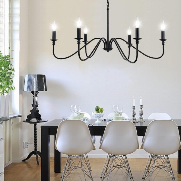 CHENBEN Black Farmhouse Chandeliers for Dining Room, 6 Light Vintage Chandelier Light Fixtures Hanging,Industrial Kitchen Chandelier Lighting Fixtures for Dining Room Over Table,Bedroom,Foyer - Image 2